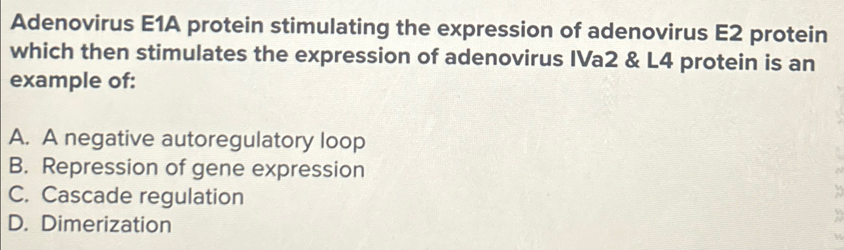 Solved Adenovirus E1A protein stimulating the expression of | Chegg.com