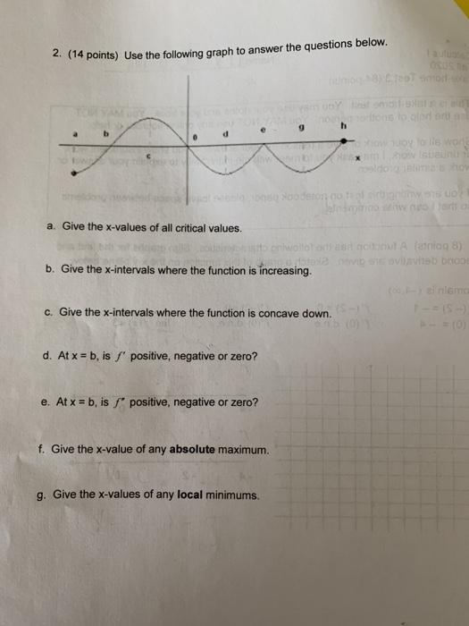 Solved 2. (14 points) Use the following graph to answer the | Chegg.com