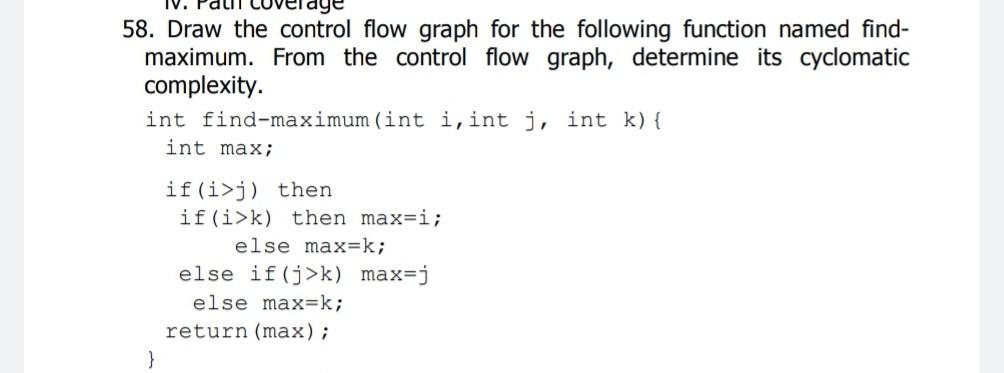 Solved 58. Draw the control flow graph for the following | Chegg.com