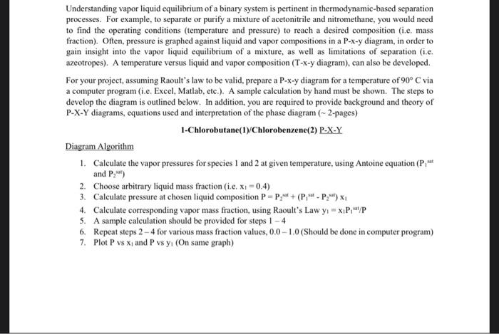 Solved Understanding Vapor Liquid Equilibrium Of A Binary | Chegg.com