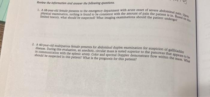 Solved . 1. A 68-year-old female presents to the emergency | Chegg.com