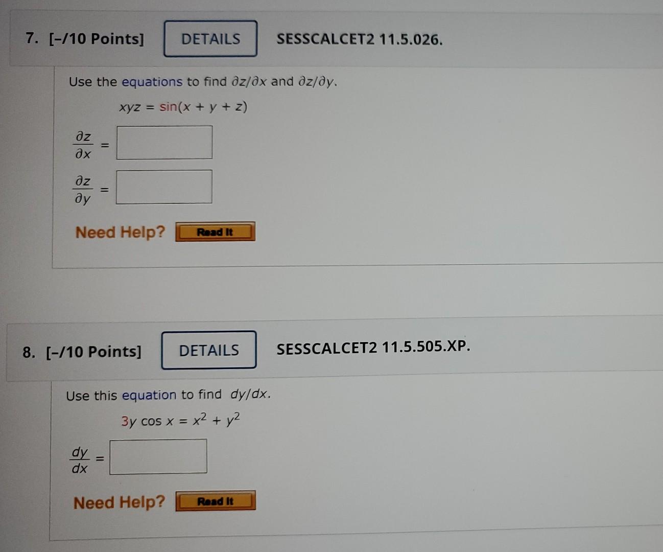 Solved Use The Equations To Find ∂z ∂x And ∂z ∂y