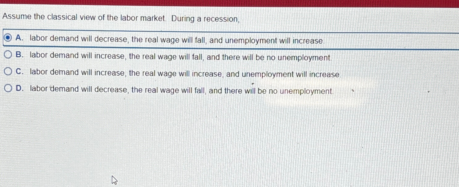 Solved Assume The Classical View Of The Labor Market. During | Chegg.com