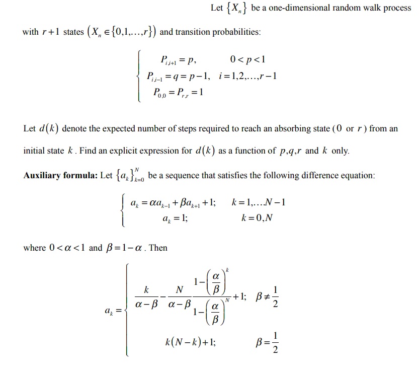 Questionlet xn be a one dimensional random walk chegg