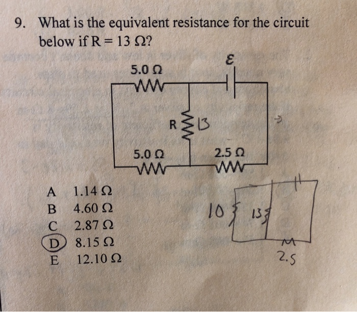 Solved 9. What Is The Equivalent Resistance For The Circuit | Chegg.com