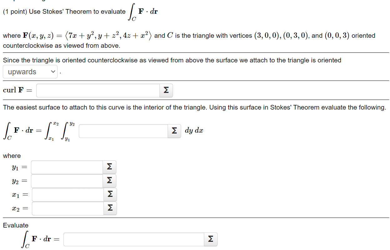 Solved 1 ﻿point ﻿use Stokes Theorem To Evaluate