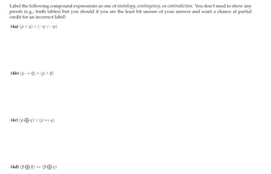Solved Label the following compound expressions as one of | Chegg.com