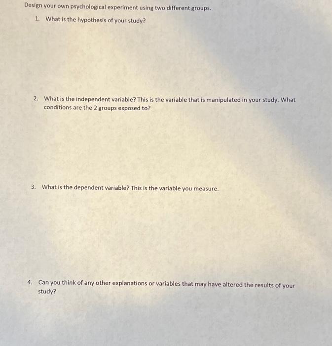 Solved 2. What is the independent variable? This is the | Chegg.com