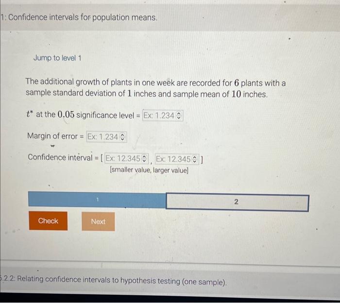 Solved 1: Confidence intervals for population means. Jump to | Chegg.com