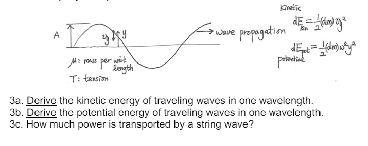 Solved 3a. ﻿Derive the kinetic energy of traveling waves in | Chegg.com