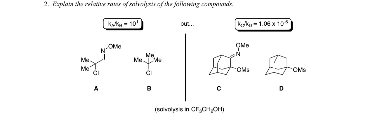 Solved Explain the relative rates of solvolysis of the | Chegg.com