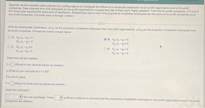 Solved Separate random samples were collected by a polling | Chegg.com