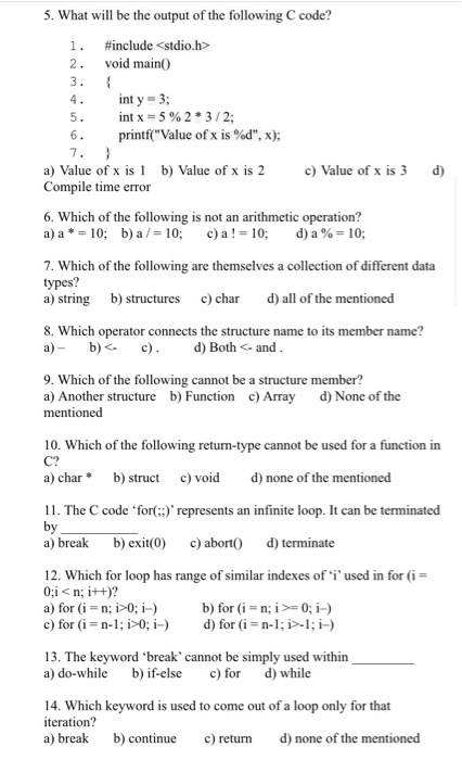 Solved 2. 5. What will be the output of the following code? | Chegg.com