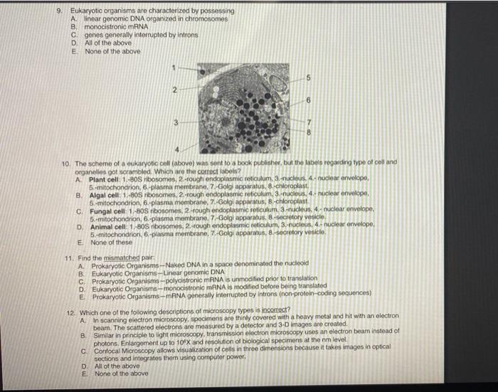 Solved 9 Eukaryotic organisms are characterized by | Chegg.com