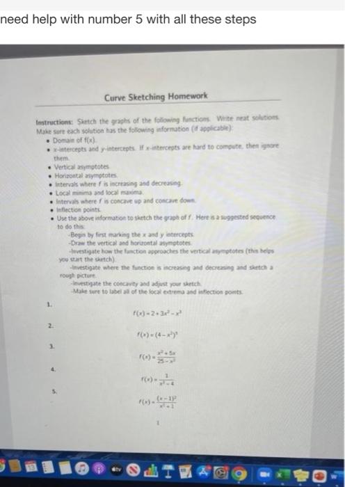 Solved need help with number 5 with all these steps Curve | Chegg.com