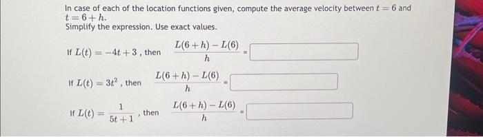 Solved In case of each of the location functions given, | Chegg.com