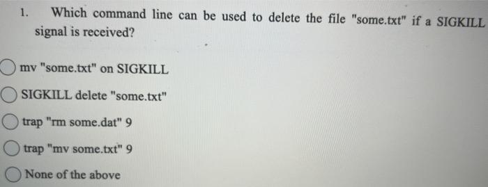 Solved 1. Which command line can be used to delete the file | Chegg.com