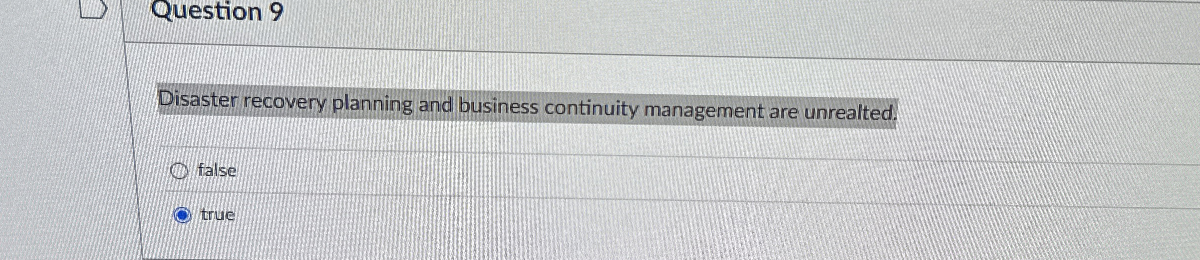 High Quality SOLUTION Question 9Disaster recovery planning and business ...