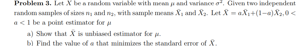 Solved Problem 3. ﻿Let x ﻿be a random variable with mean μ | Chegg.com