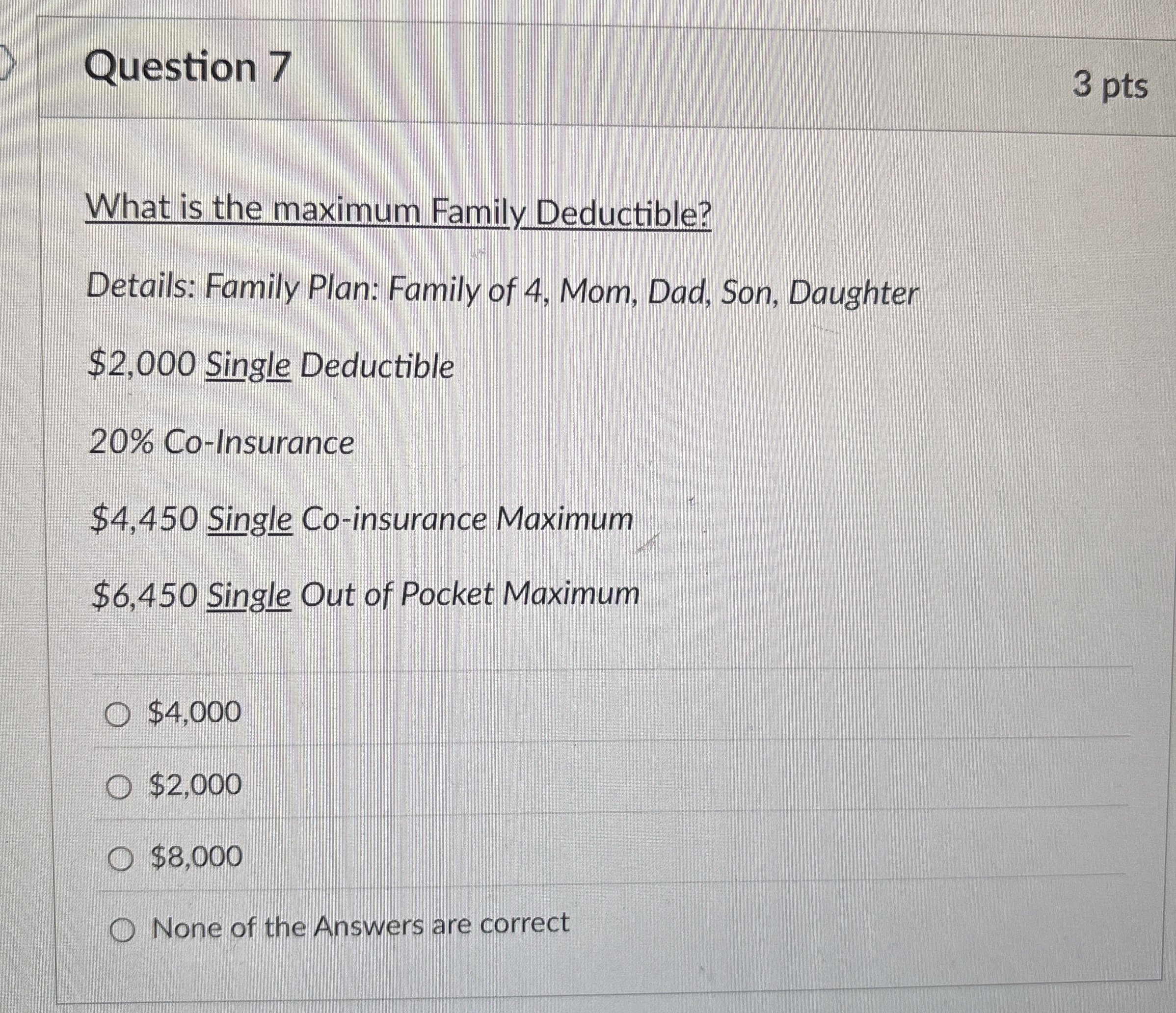 Solved Question 73 ﻿ptsWhat is the maximum Family | Chegg.com