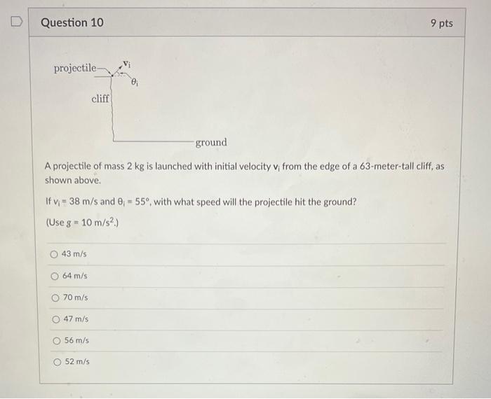 Solved A projectile of mass 2 kg is launched with initial | Chegg.com