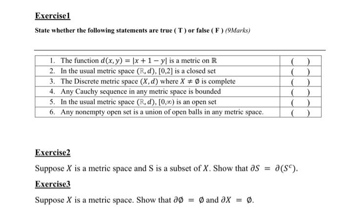Solved State whether the following statements are true ( T ) | Chegg.com