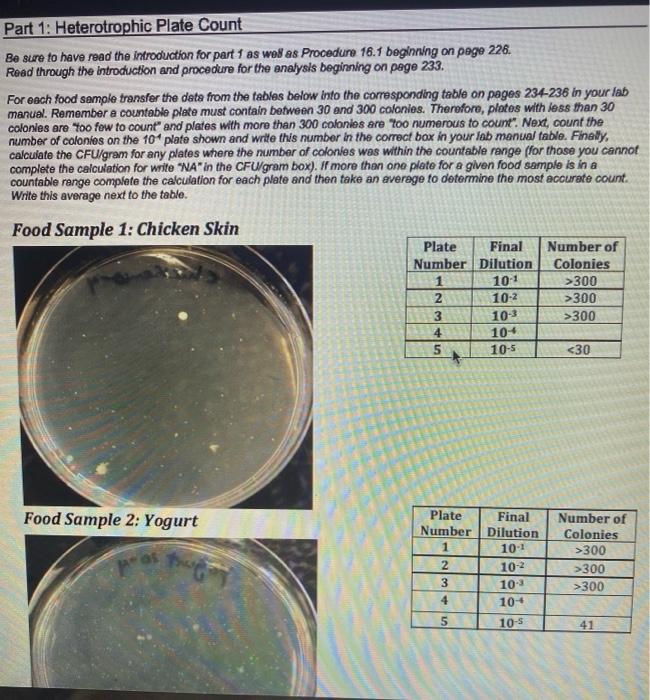 Part 1 Heterotrophic Plate Count Be sure to have