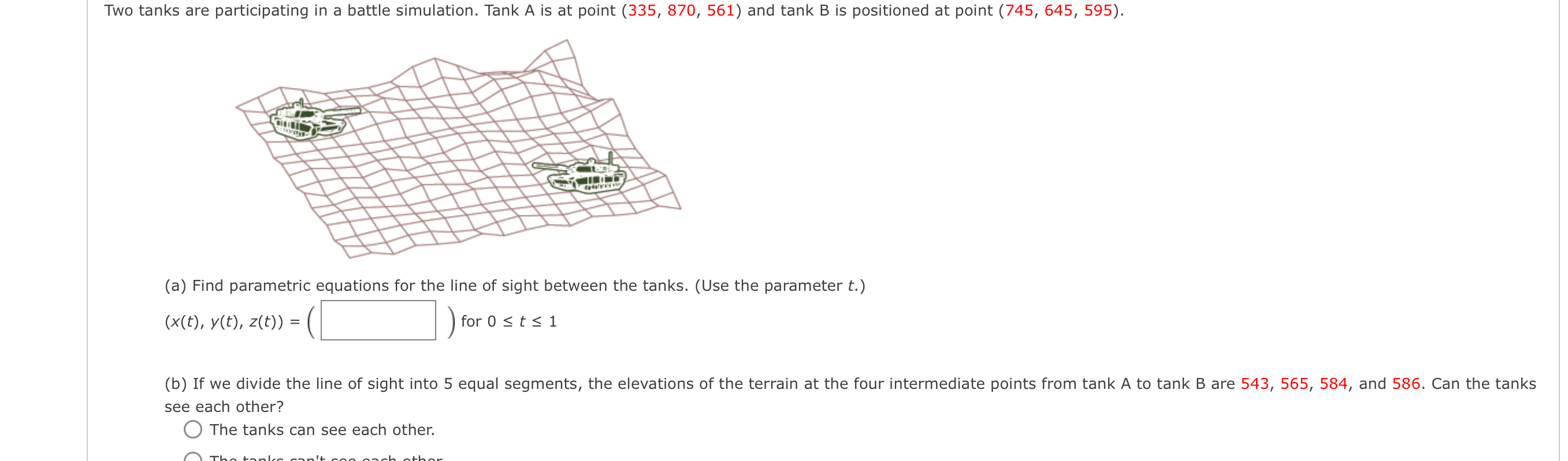 Solved Two tanks are participating in a battle simulation. | Chegg.com