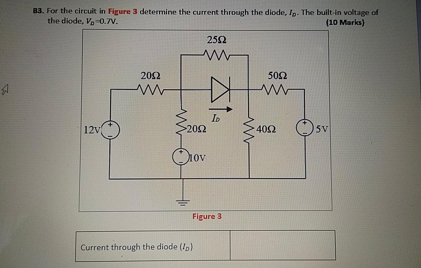 Solved B3. For The Circuit In Figure 3 Determine The Current | Chegg.com