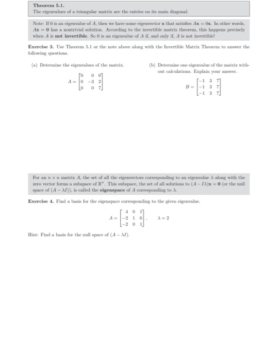 Solved Theorem 5.1. The eigenvalues of a triangular matrix | Chegg.com