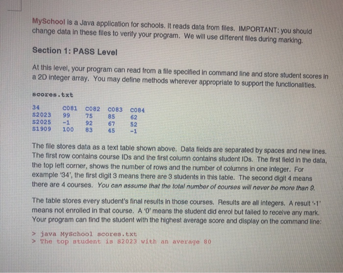 Solved MySchool is a Java application for schools. It reads | Chegg.com