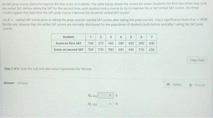 Solved An Sat Prep Course Claims To Improve The Test Score