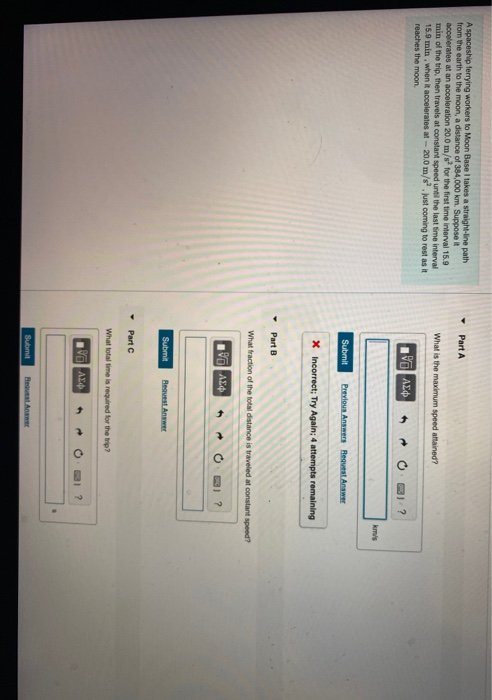 Solved Part A A spaceship ferrying workers to Moon Base I | Chegg.com