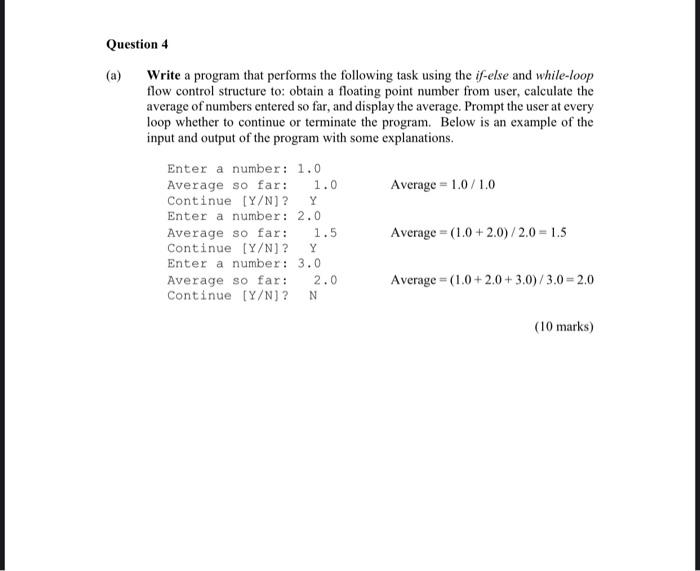 Solved Question 4 Write a program that performs the | Chegg.com