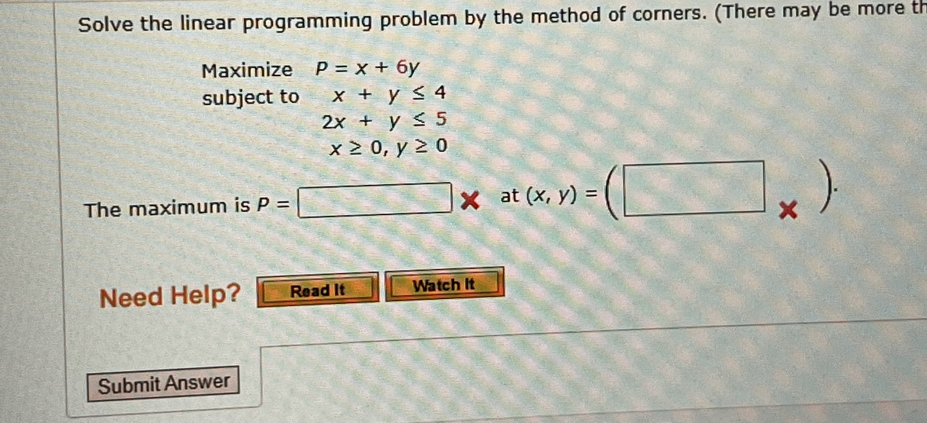 Solved Solve the linear programming problem by the method of | Chegg.com
