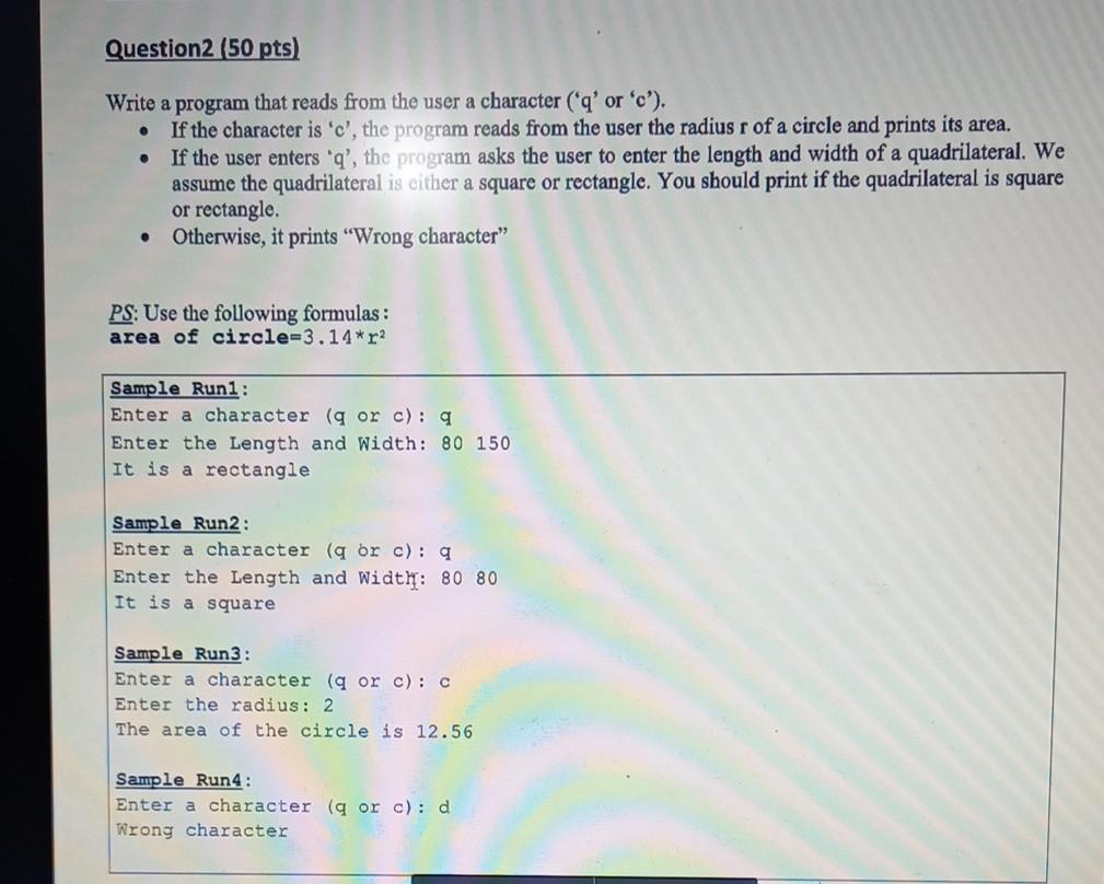 Solved Question 2 (50 pts) . Write a program that reads from | Chegg.com