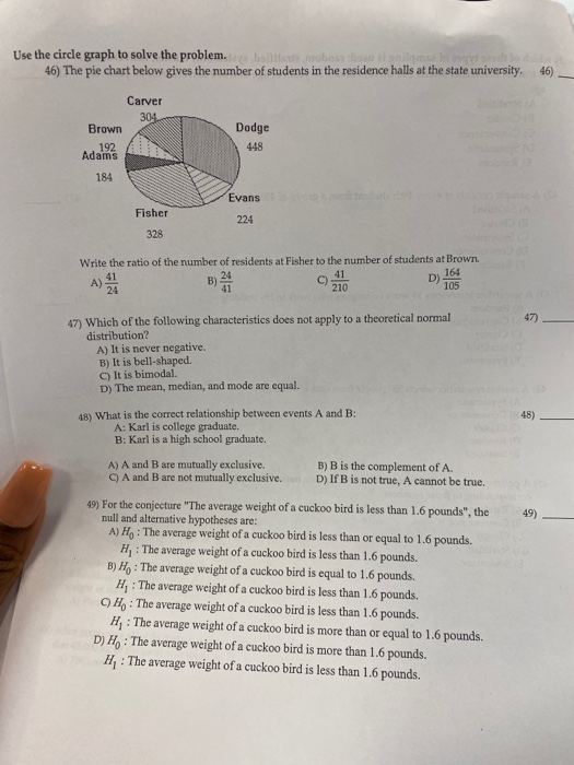 Solved Use the circle graph to solve the problem. bailleta | Chegg.com