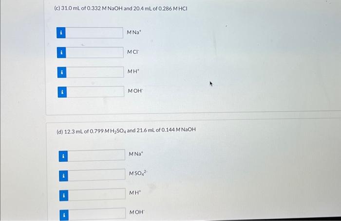 Solved Determine the molar concentration of each ion present | Chegg.com