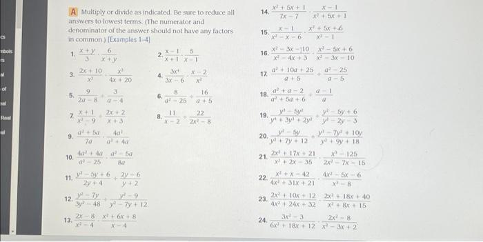 Solved A Multiply Or Divide As Indicated. Be Sure To Reduce | Chegg.com