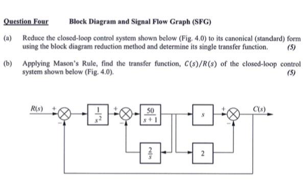 Solved Question Four Block Diagram and Signal Flow Graph | Chegg.com