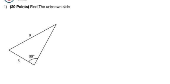 Solved 1) (20 Points) Find The unknown side | Chegg.com