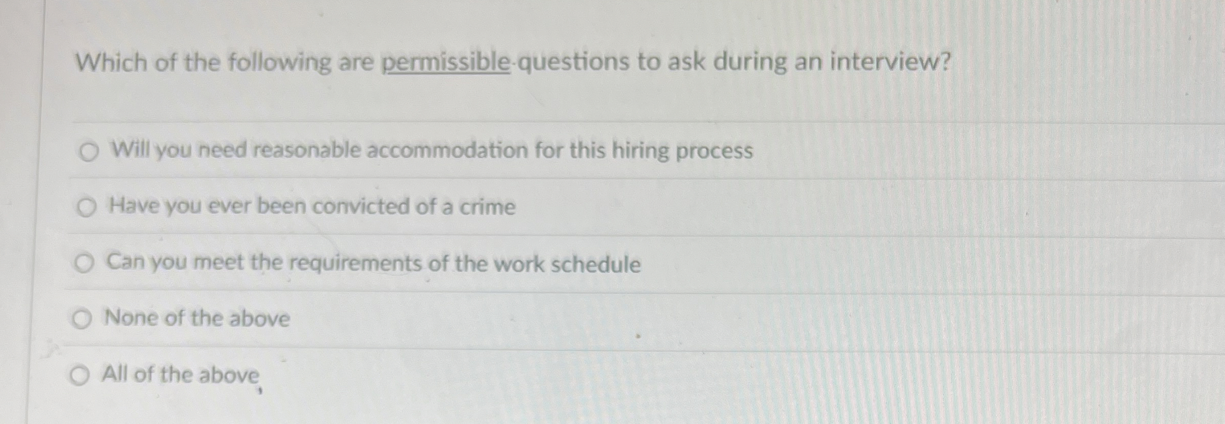 Solved Which of the following are permissible-questions to | Chegg.com