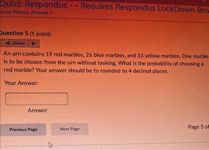 Solved An urn contains 19 red marbles, 26 blue marbles, and