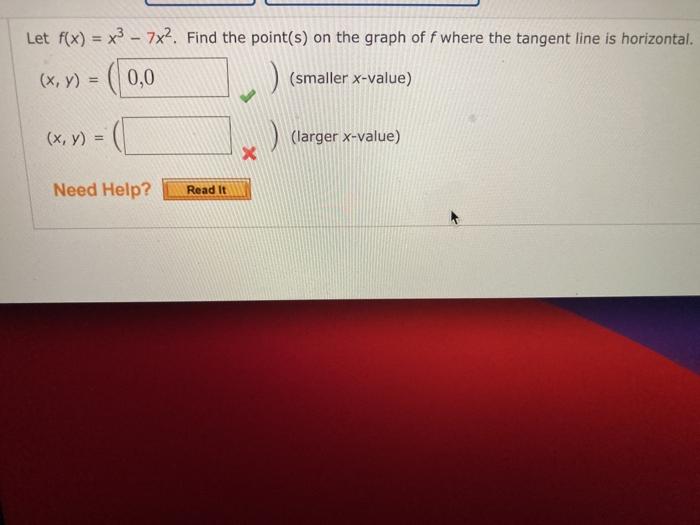 Solved Let F X X3 7x2 Find The Point S On The Graph