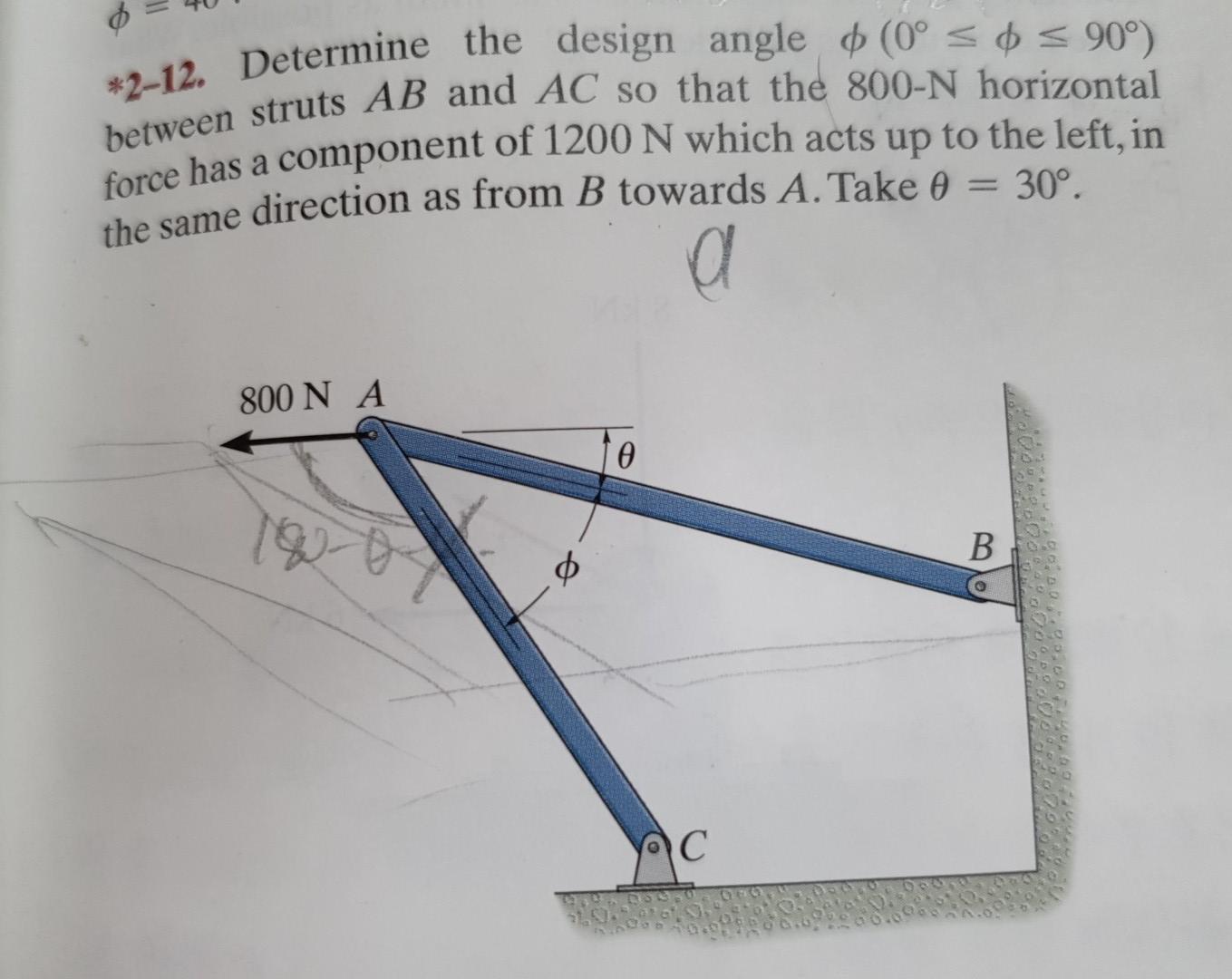 Solved *2-12. Determine the design angle 0 (0º = 0 = 90°) | Chegg.com