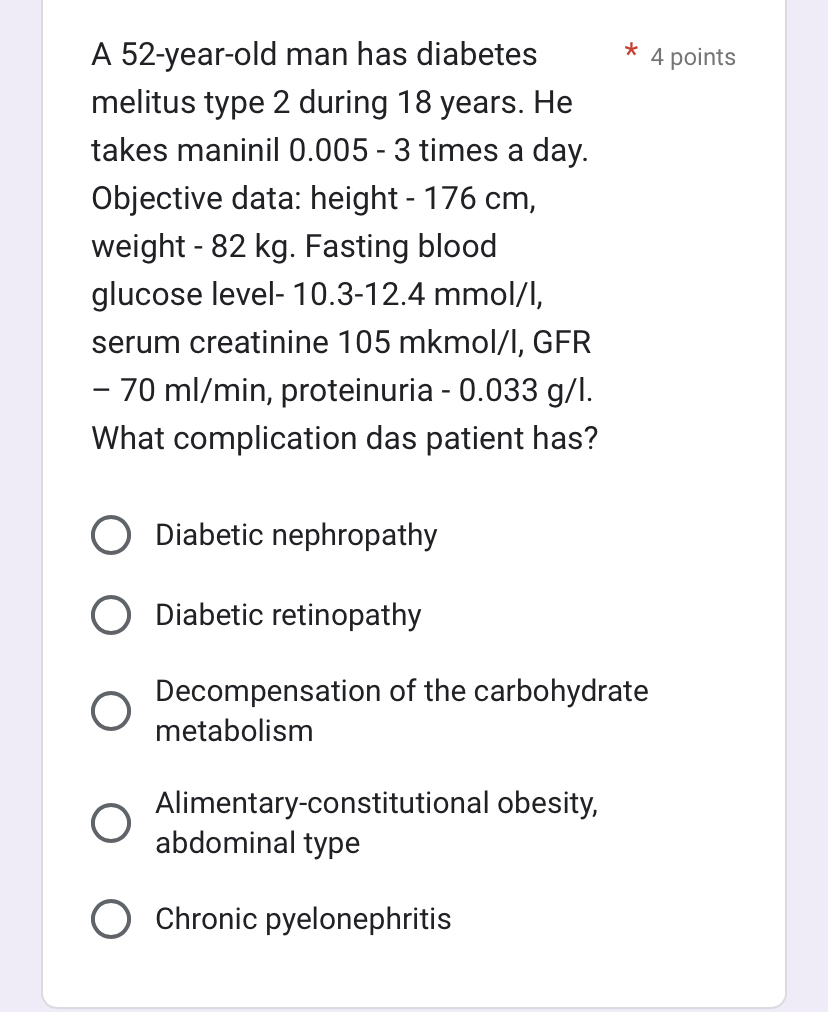 Solved A 200 year old man has diabetes200 ﻿pointsmelitus type 20 ...