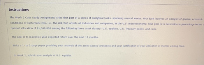 Instructions The Week 2 Case Study Assignment is the | Chegg.com