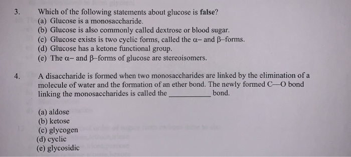 Solved 3. Which of the following statements about glucose is | Chegg.com