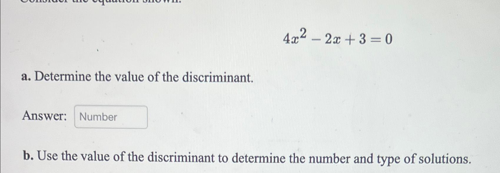 2x2 4x 5 0 value of discriminant