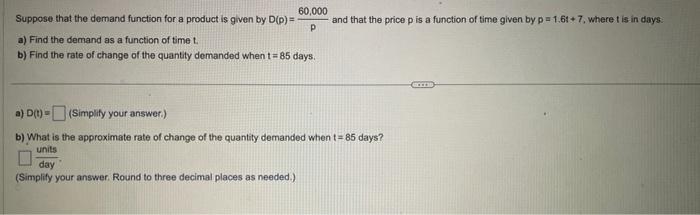 Solved Suppose that the demand function for a product is | Chegg.com